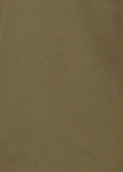 Olive long sleeve tee for men, showing close up details.