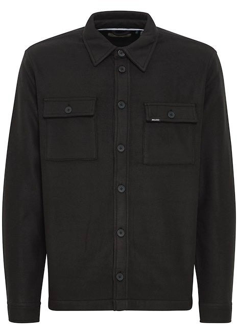 Men's overshirt in black, showing front view.