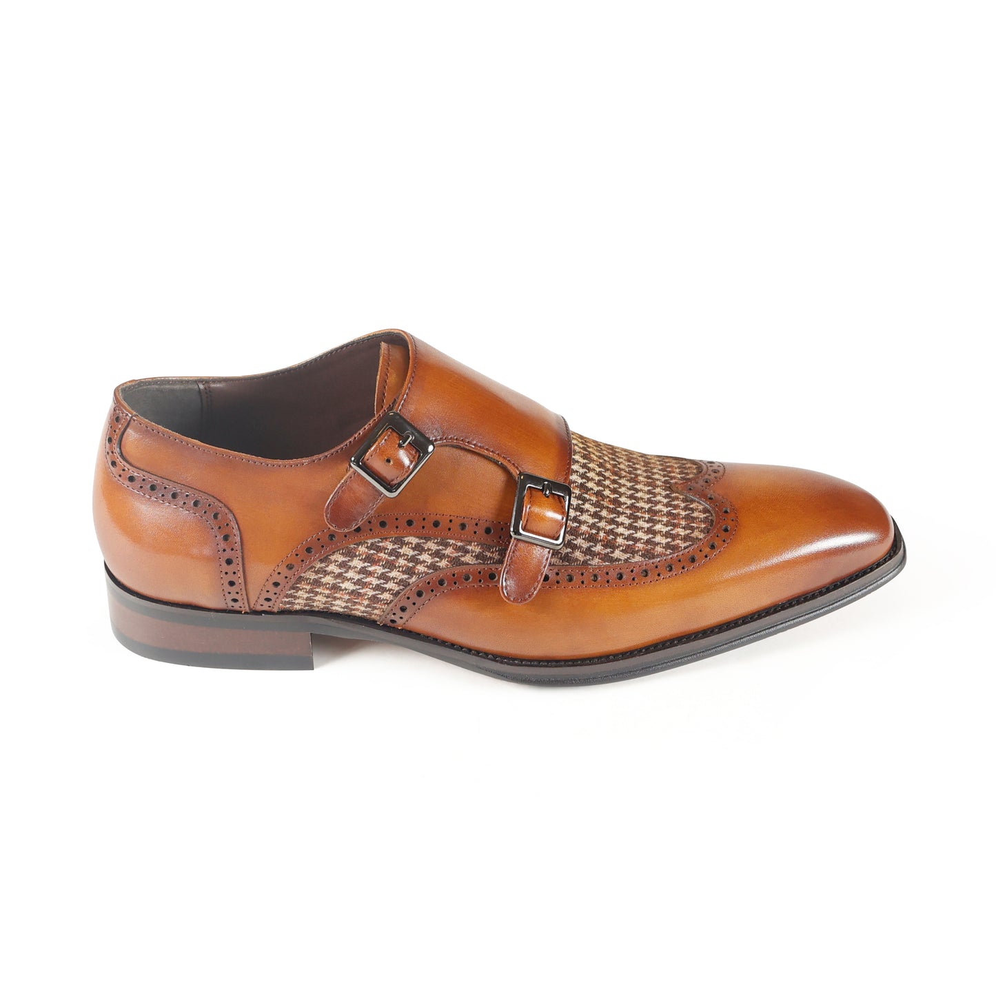 Azor Houndstooth Monk Strap Shoe