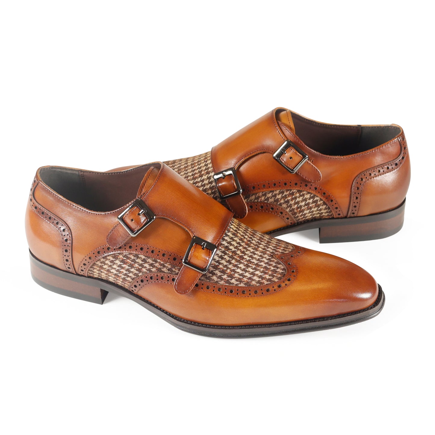 Azor Houndstooth Monk Strap Shoe