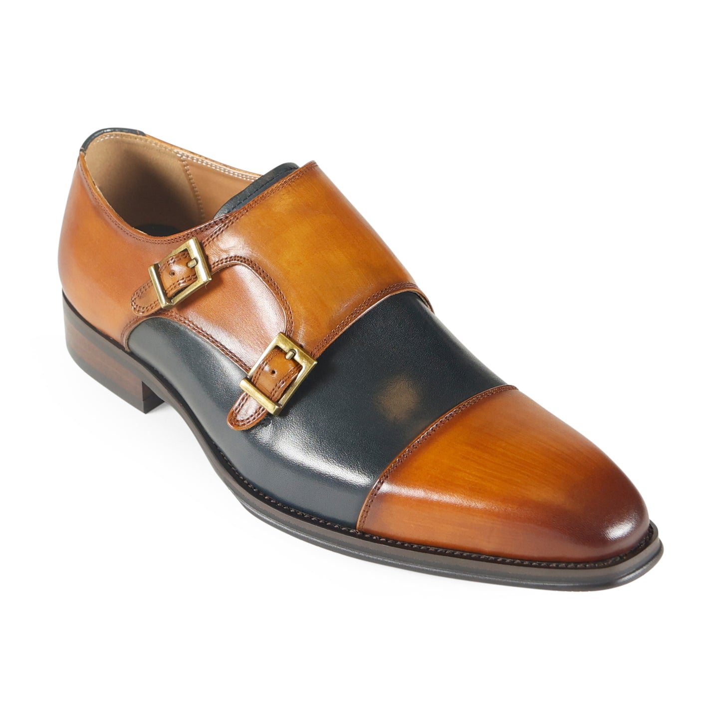 Azor Lombardy Monk Strap Tan/Navy