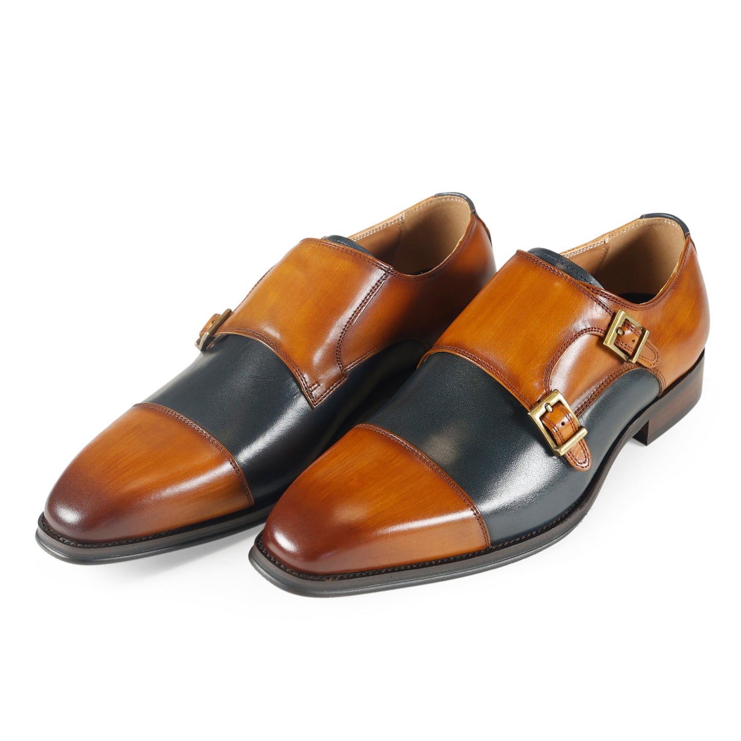Azor Lombardy Monk Strap Tan/Navy