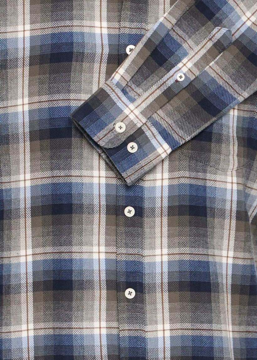 Brushed Cotton Shirt Blue Olive Checked