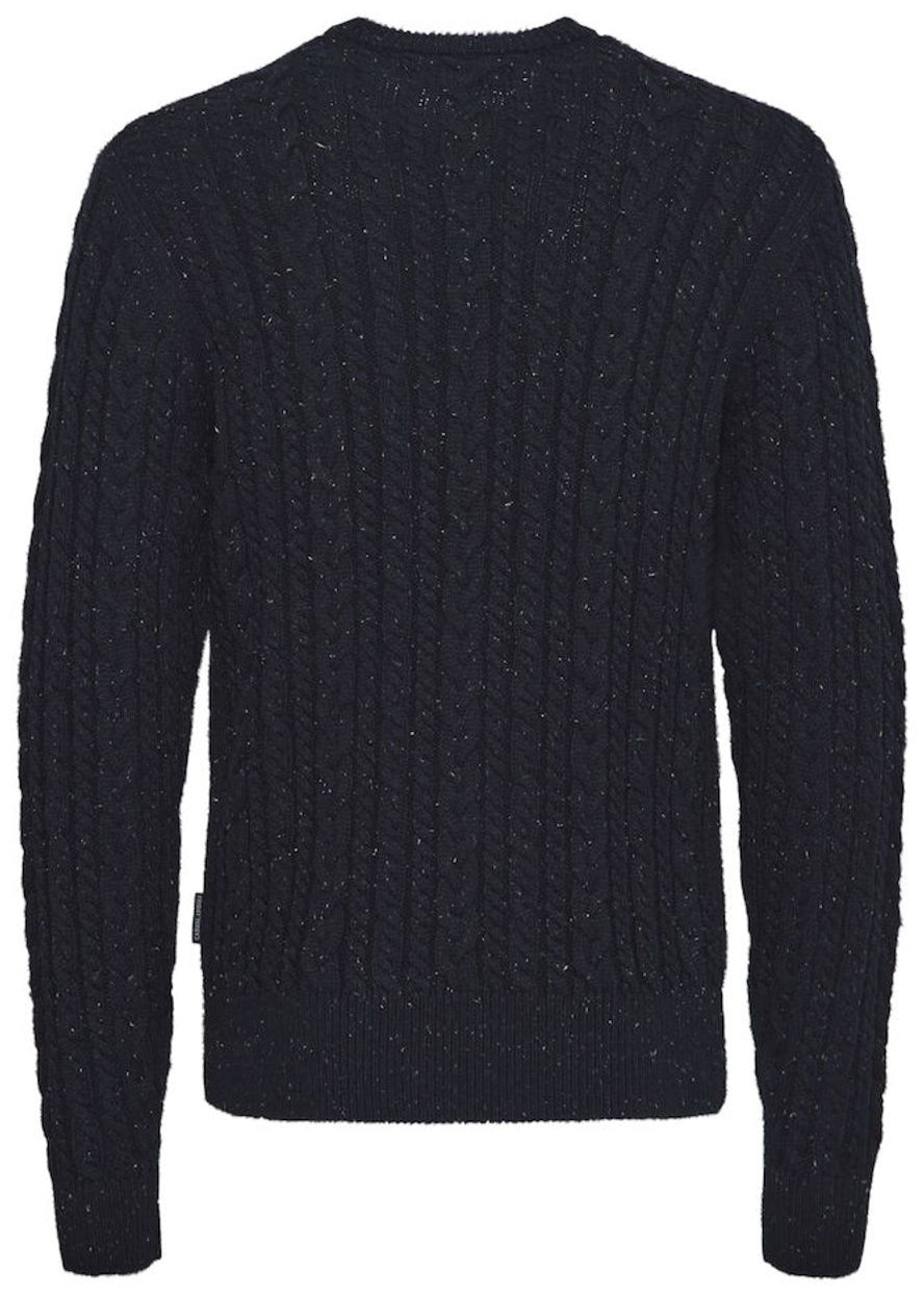 Cable Knit Crew Neck Jumper Navy