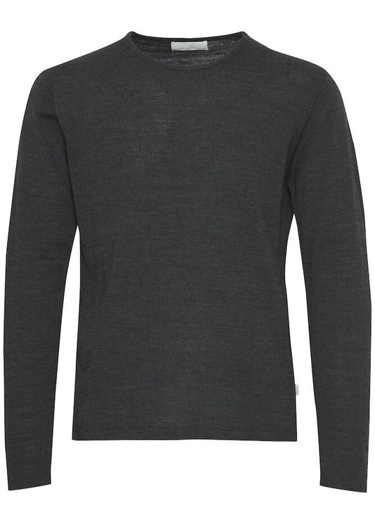 Fine Knit Crew Neck Dark Grey