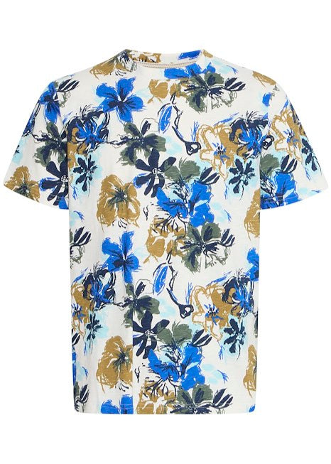 Flower T-Shirt Blue & Caramel