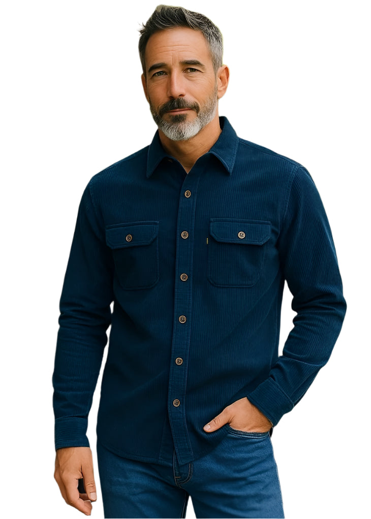 SUAVE OWL Corduroy Overshirt Midnight Blue