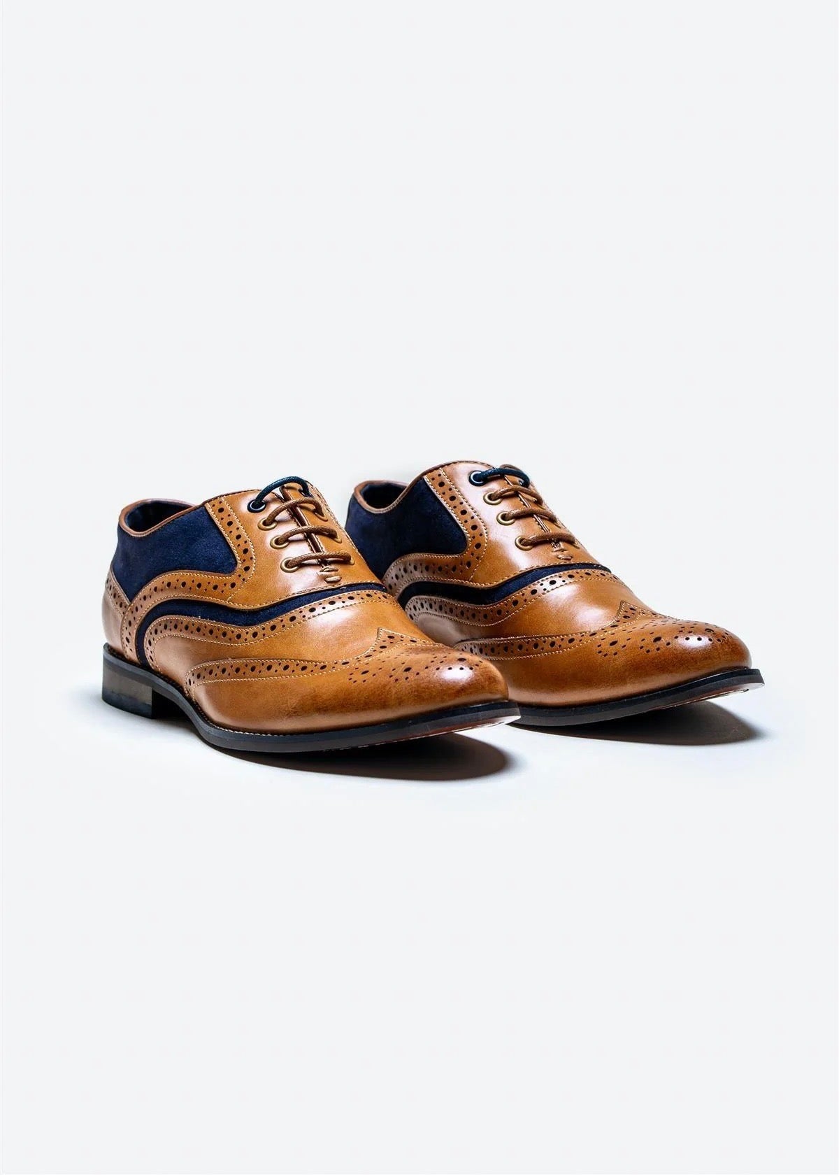 Russell Brogues Tan/Navy Men's Shoes SUAVE OWL – Suave Owl