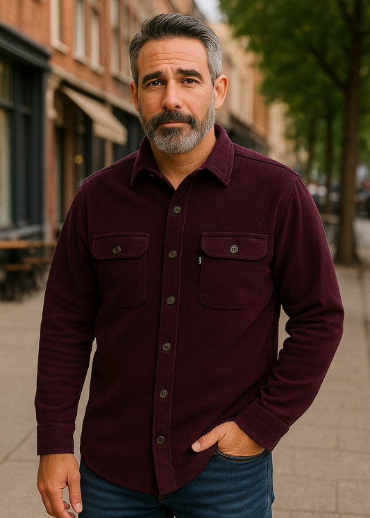 SUAVE OWL Men's Corduroy Overshirt Plum
