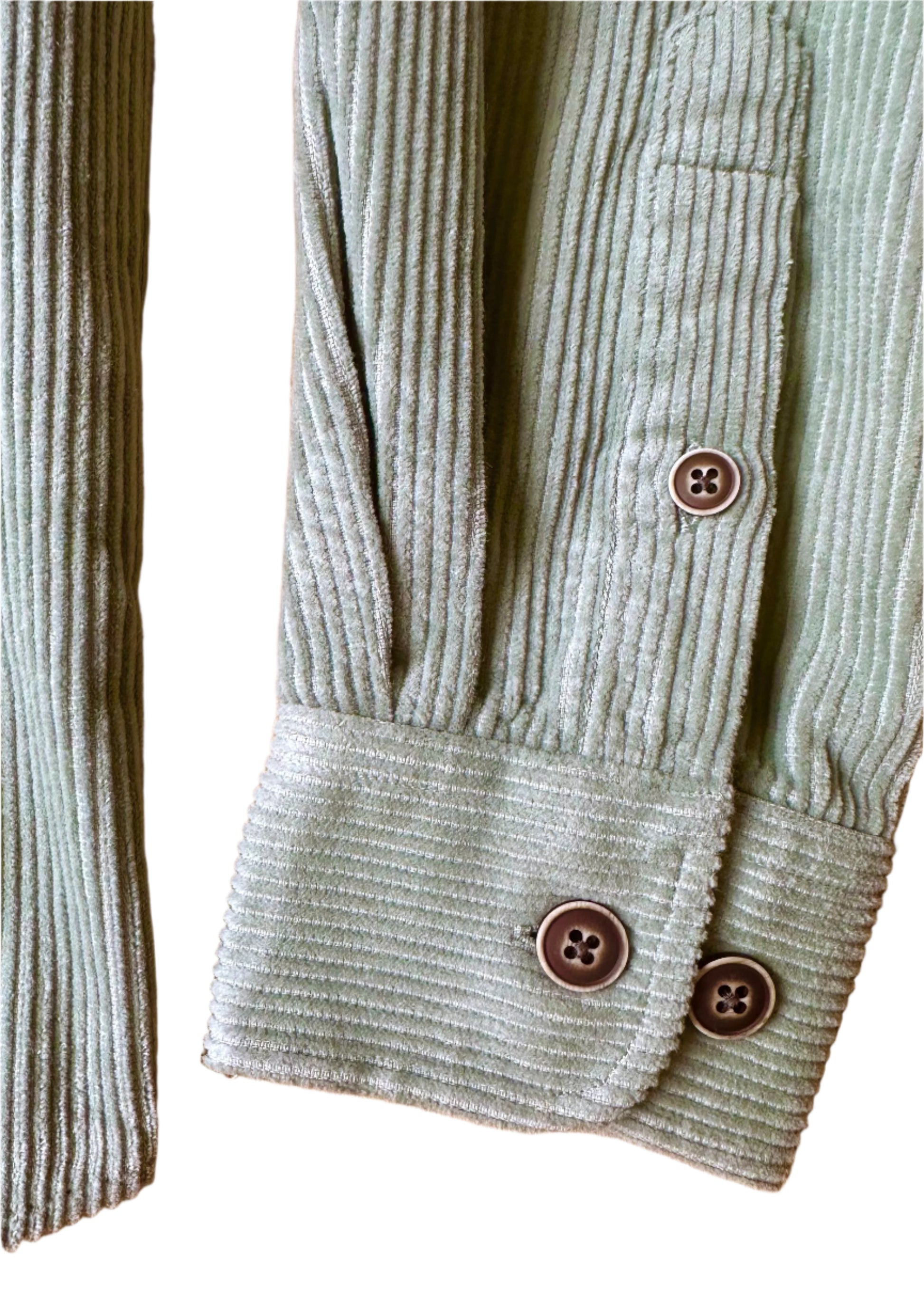 SUAVE OWL Men's Corduroy Overshirt Sage Cuff