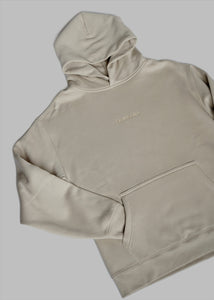 SUAVE OWL cream hoodie for men showing front.