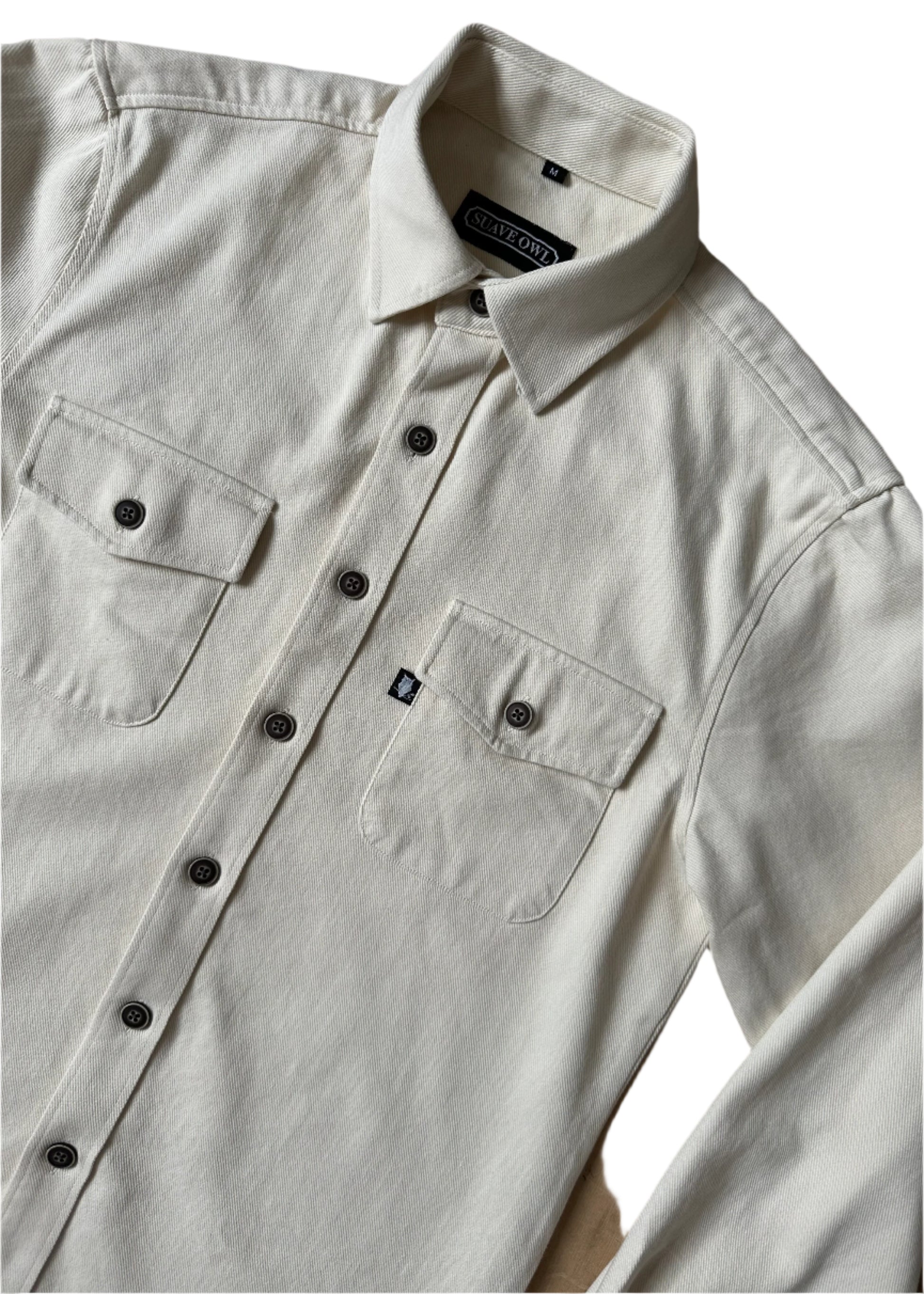 SUAVE OWL Men's Twill Overshirt Stone
