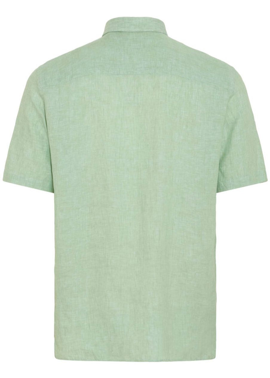 Short-Sleeve Linen Shirt Cool Green