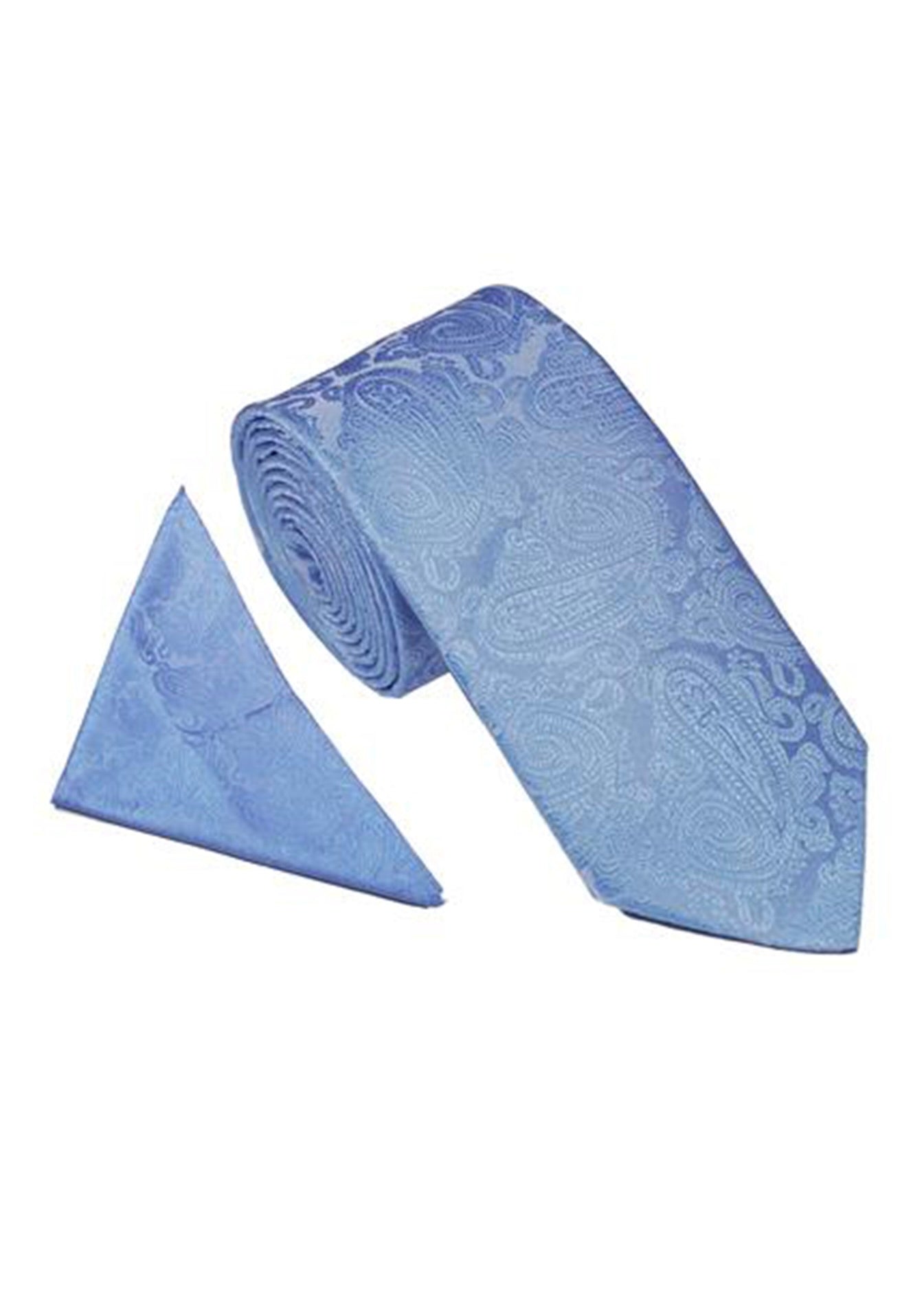Paisley Tie & Pocket Square Set Baby Blue
