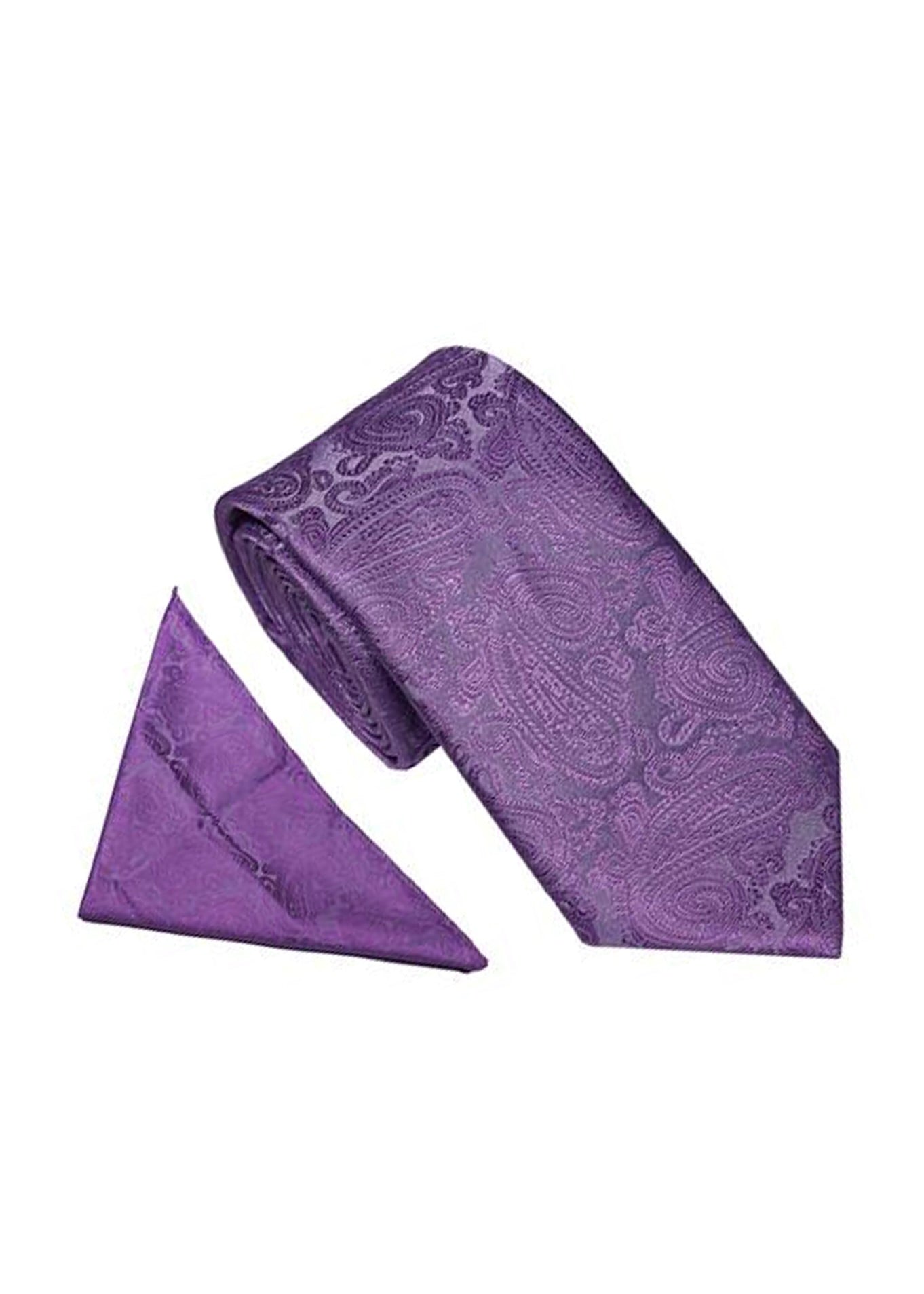 Paisley Tie & Pocket Square Set Purple