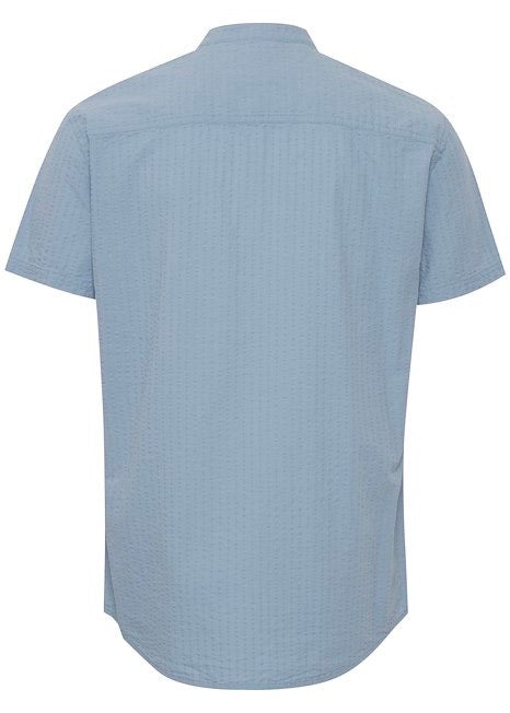 Short-Sleeved Puckered Shirt Pale Blue