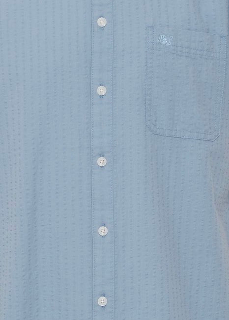 Short-Sleeved Puckered Shirt Pale Blue