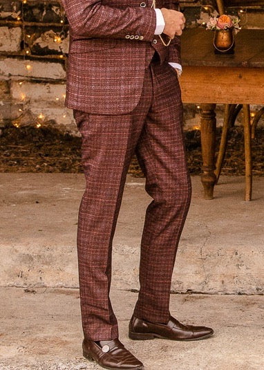 Cavani Carly Wine Tweed Trousers
