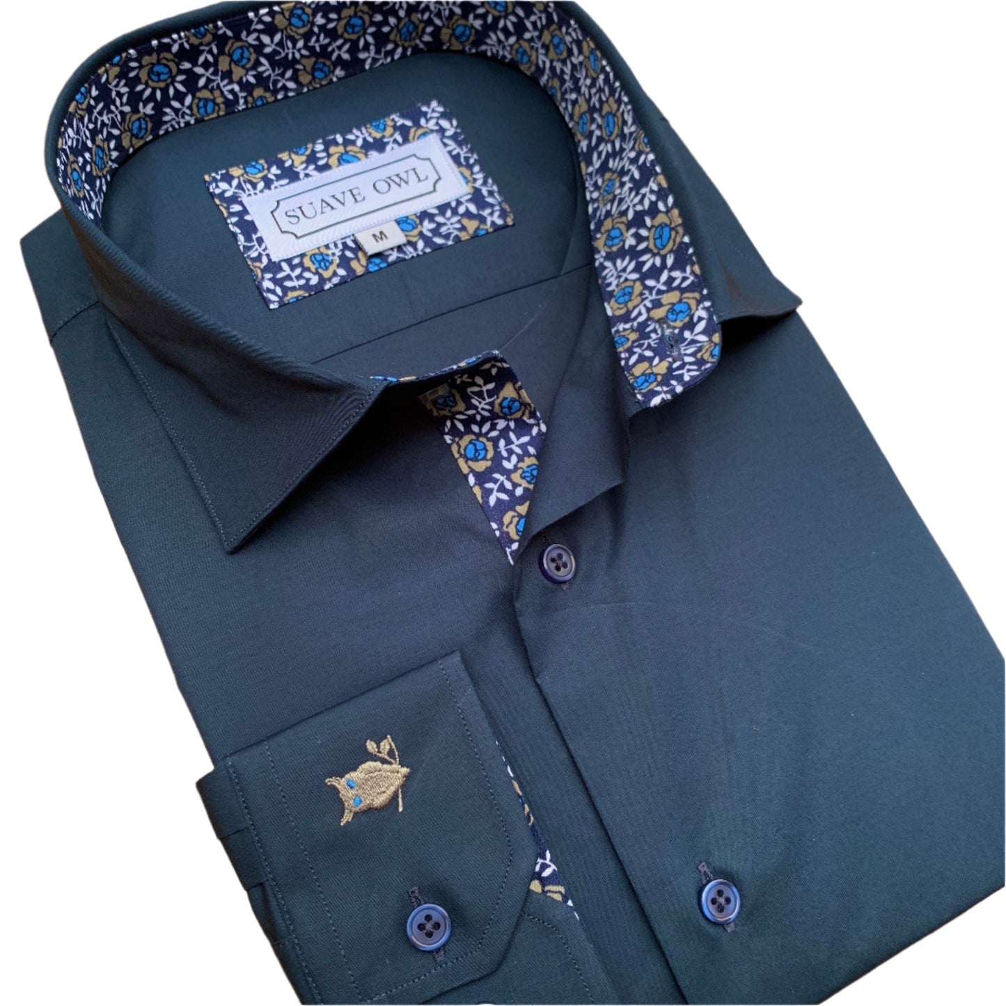 SUAVE OWL Navy Shirt Tan/White Contrast