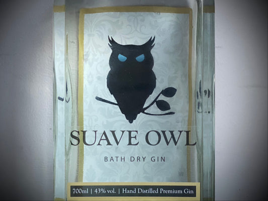 SUAVE OWL Bath Dry Gin Decanter Bottle Graphics