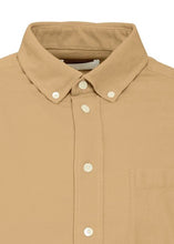 Load image into Gallery viewer, Sand corduroy shirt for men, showing close details. 
