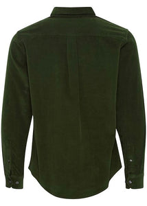 Corduroy shirt in green, showing back details.
