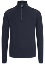 Load image into Gallery viewer, Raglan jumper for men with a quarter zip, close up on front view.
