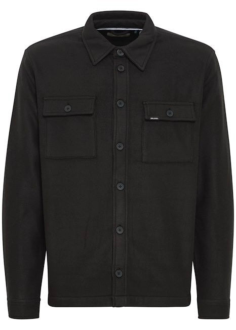 Men's overshirt in black, showing front view.