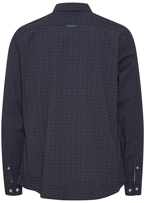 Navy Herringbone Tile Print Shirt