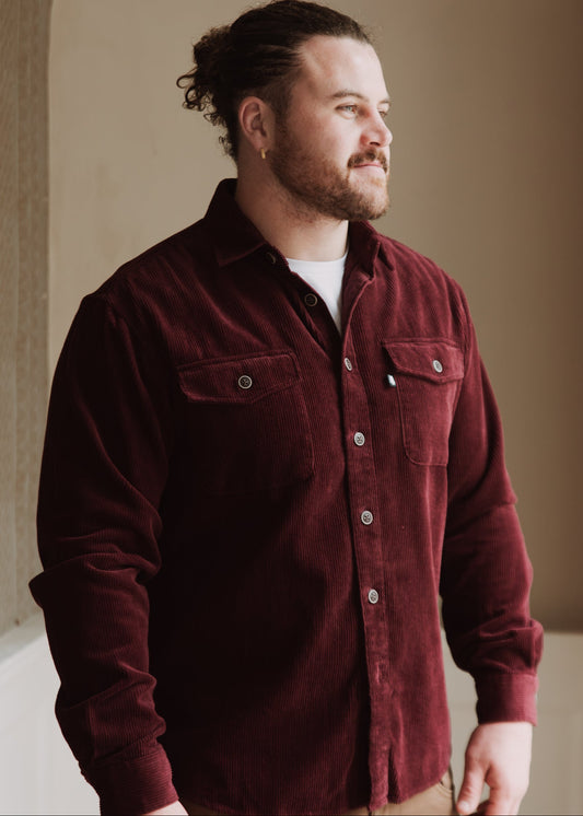 Alfie Barbeary Bath Rugby SUAVE OWL Plum Corduroy Overshirt