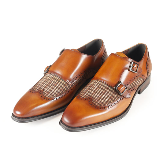 Azor Houndstooth Monk Strap Shoe