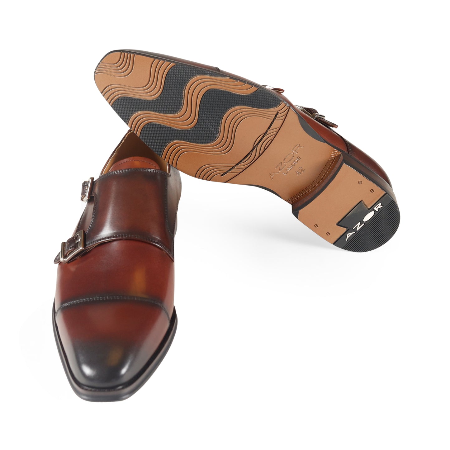 Azor Lombardy Monk Strap Brown