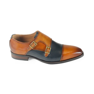 Azor Lombardy Monk Strap Tan/Navy