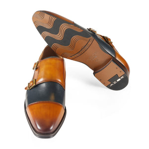 Azor Lombardy Monk Strap Tan/Navy