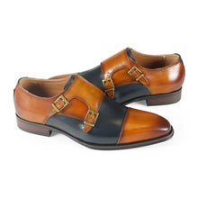 Load image into Gallery viewer, Azor Lombardy Monk Strap Tan/Navy
