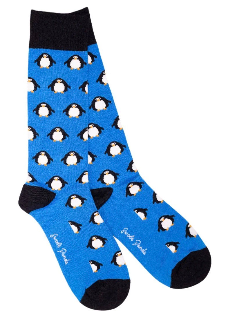 Penguin pattern bamboo socks for men.