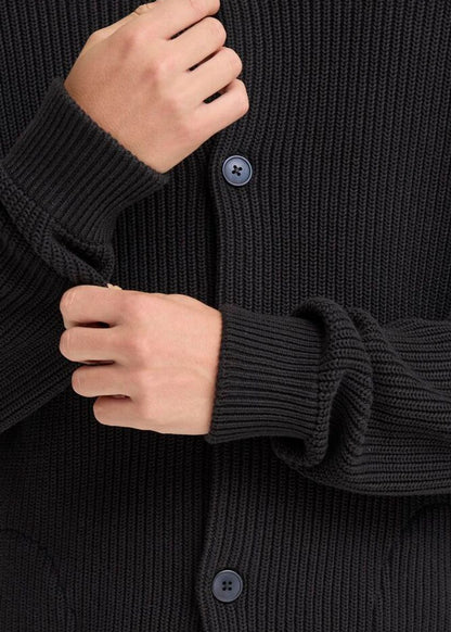 Baseball Knit Cardigan Black