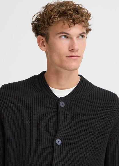 Baseball Knit Cardigan Black