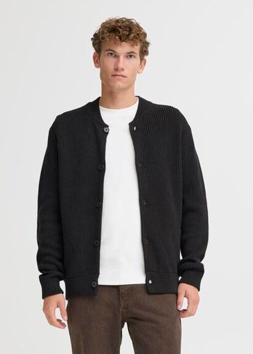 Baseball Knit Cardigan Black