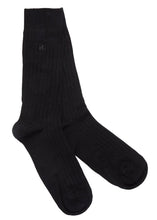 Load image into Gallery viewer, Black ribbed socks for men.
