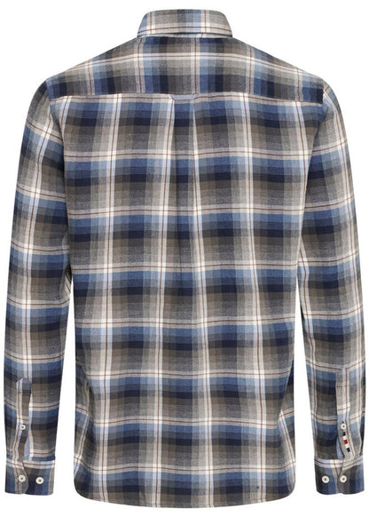 Brushed Cotton Shirt Blue Olive Checked