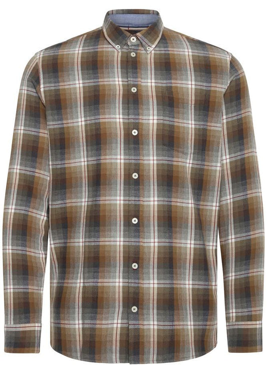Brushed Cotton Shirt Brown Checked