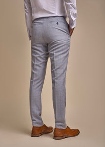 Caridi sky suit for men showing reverse of suit trousers.