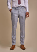 Load image into Gallery viewer, Caridi sky suit for men showing front of suit trousers.
