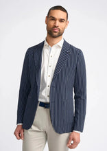 Load image into Gallery viewer, Striped blazer for men, worn by model.
