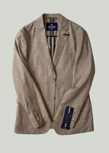 Cavani Kraken Brown Beige Striped Blazer Half-Canvas