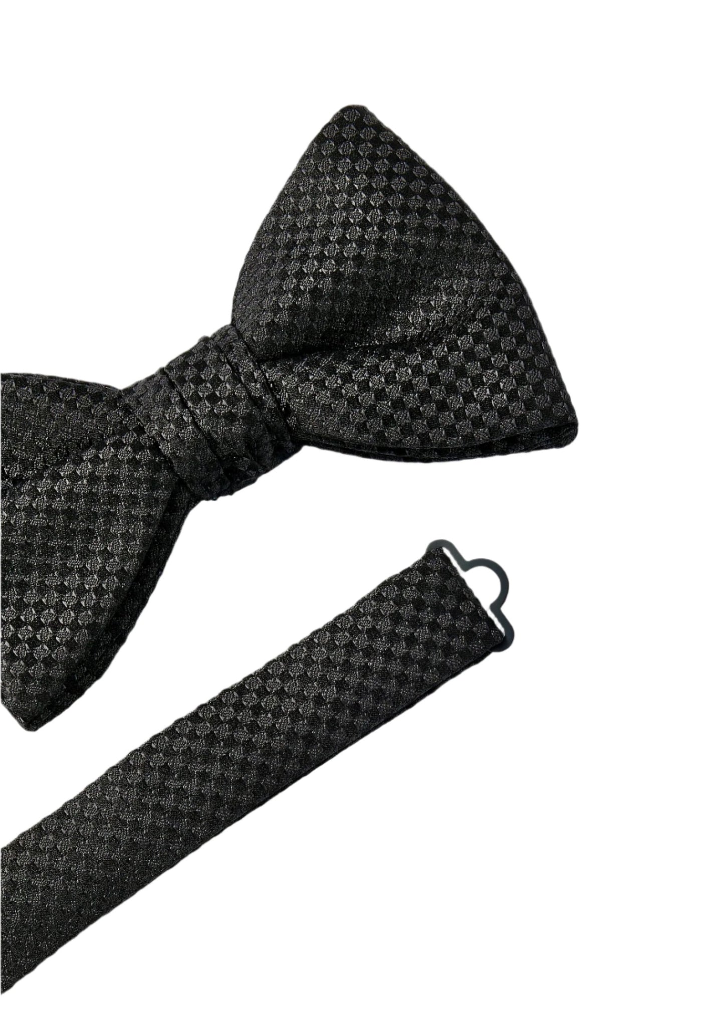 Plain Black Checkered Bow Pre-Tied