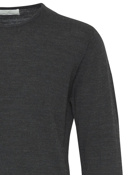 Fine Knit Crew Neck Dark Grey