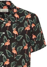 Load image into Gallery viewer, Flamingo Pattern Black Shirt Details
