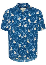 Load image into Gallery viewer, Flamingo Pattern Blue Shirt - Men&#39;s Summer Shirt - Men&#39;s Short Sleeve Button-up
